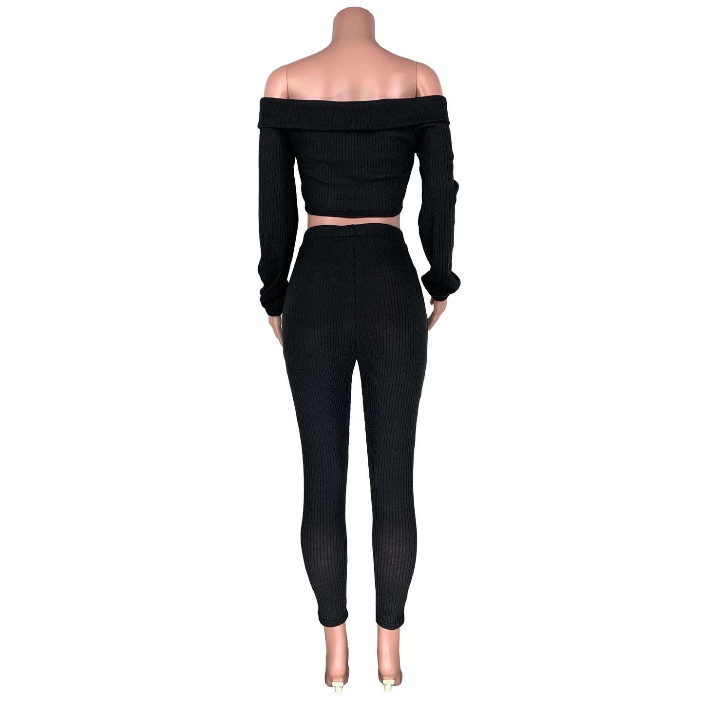 shoulder fold collar two-piece set