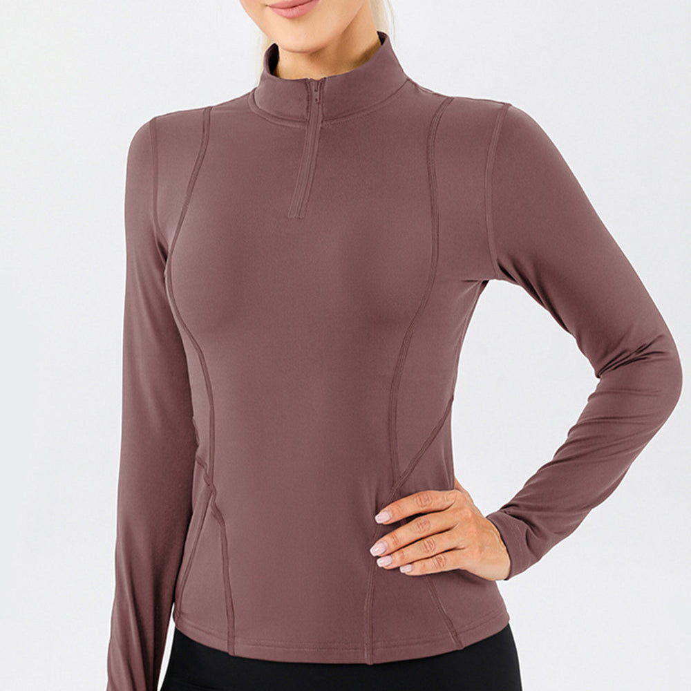 Mock Neck Quarter Zip Active Yoga Top available in NZ & AUS ONLY currently