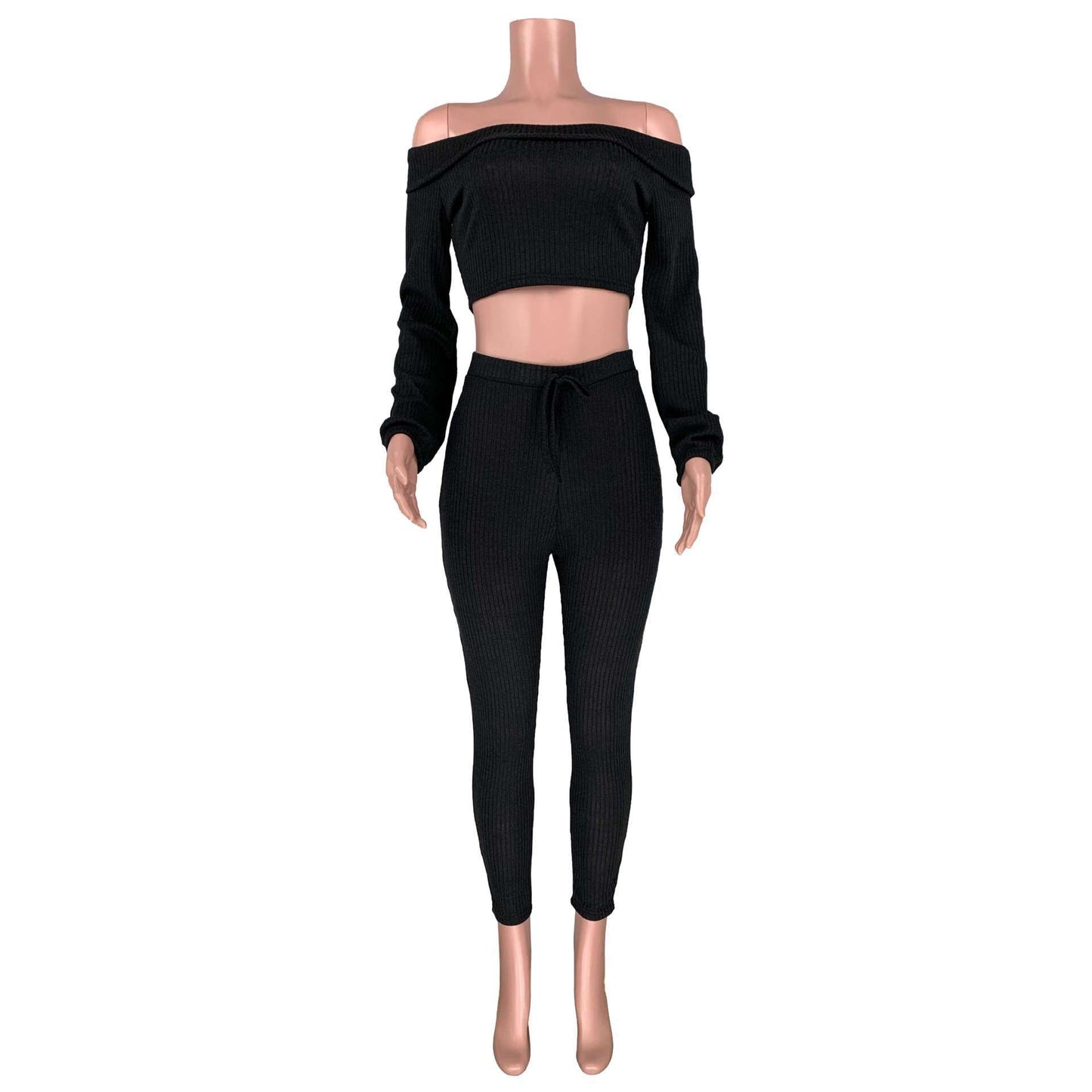 shoulder fold collar two-piece set