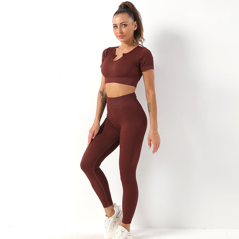 U-Neck Ribbed Yoga Set