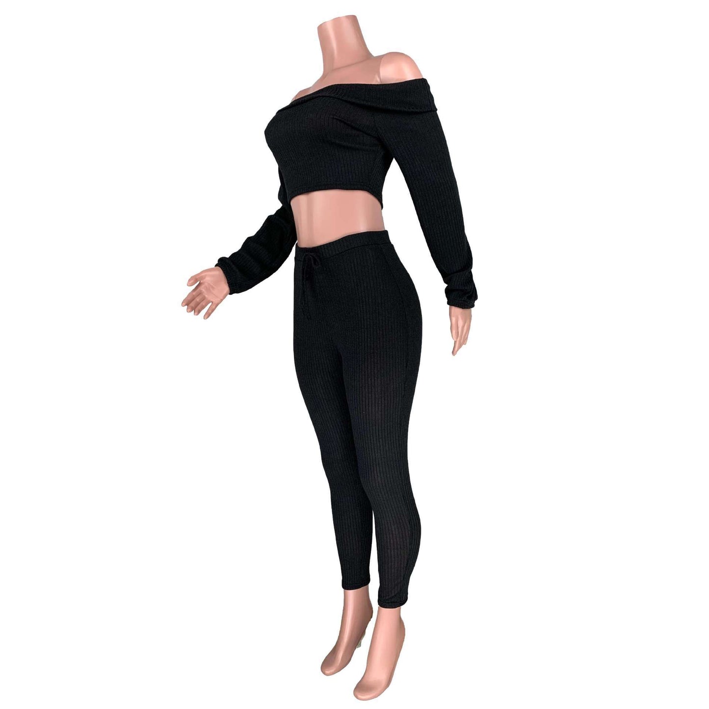 shoulder fold collar two-piece set