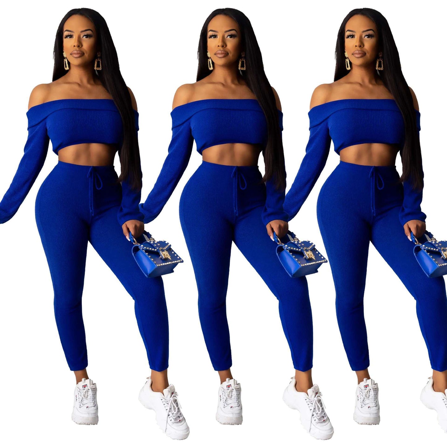 shoulder fold collar two-piece set