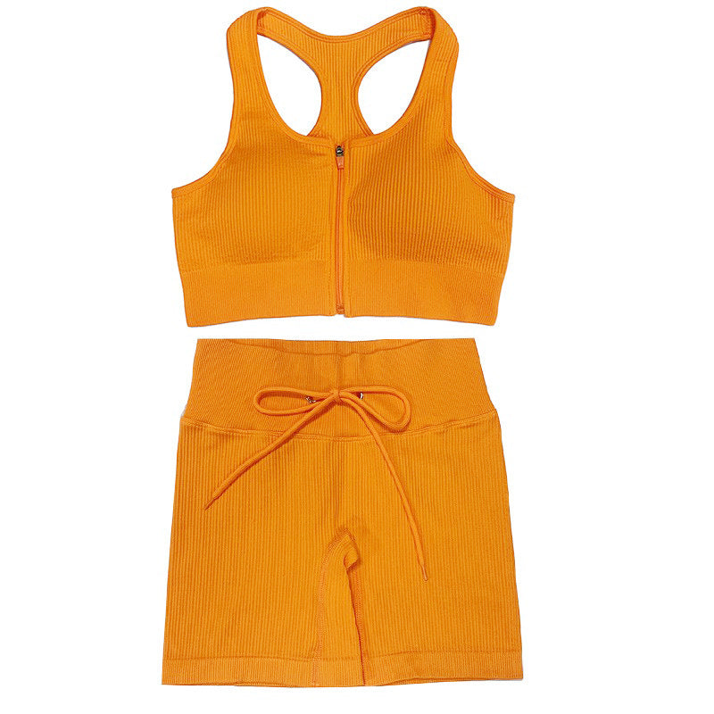 Yoga Knit Set with Zip Front Top