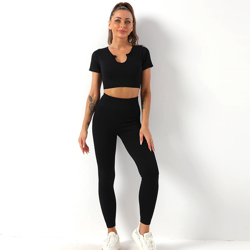U-Neck Ribbed Yoga Set