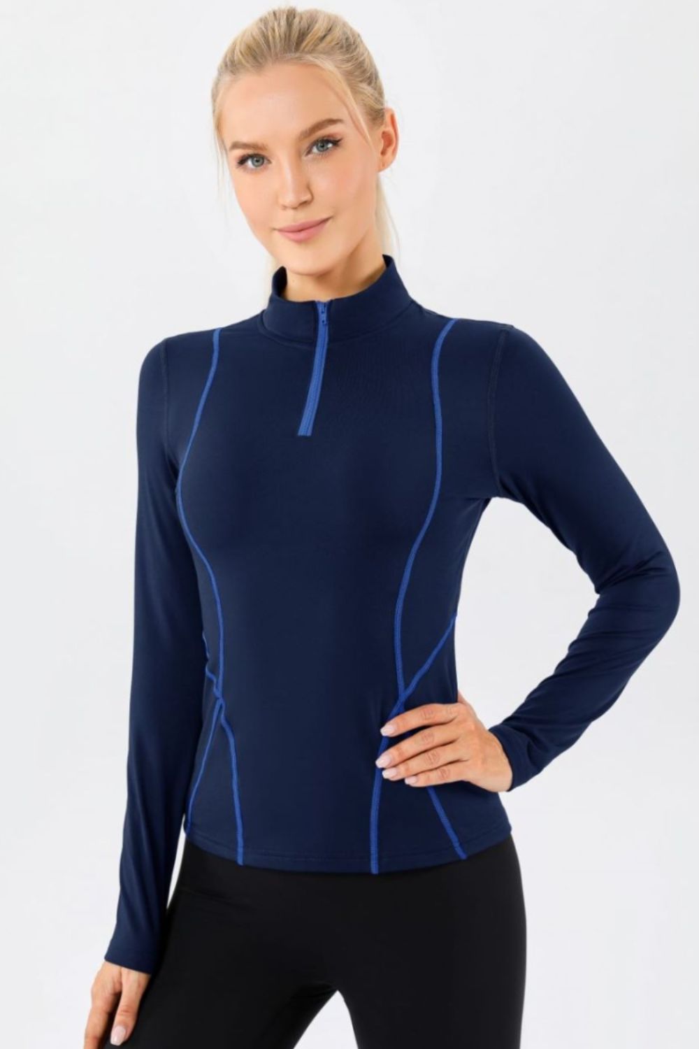 Mock Neck Quarter Zip Active Yoga Top available in NZ & AUS ONLY currently