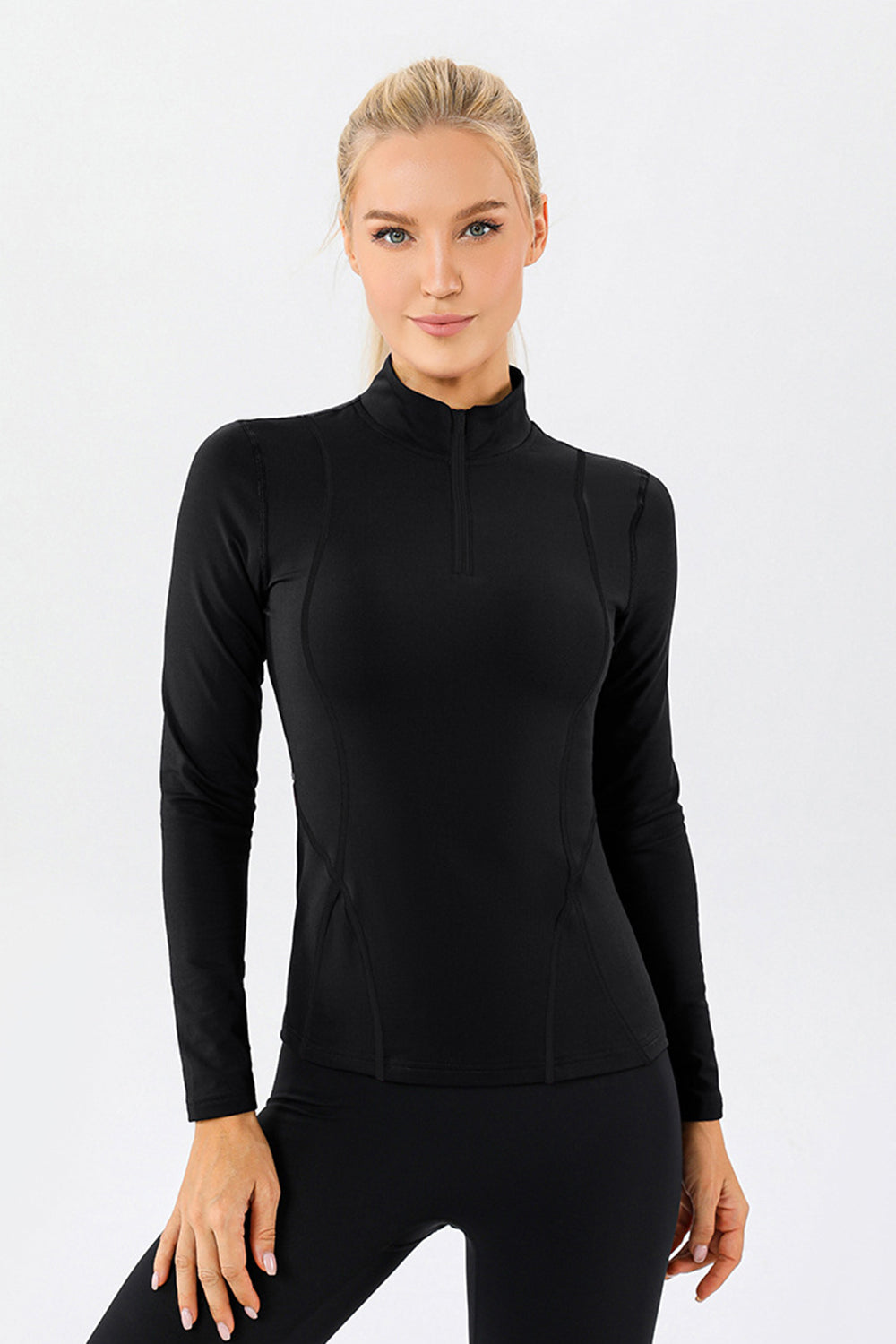 Mock Neck Quarter Zip Active Yoga Top available in NZ & AUS ONLY currently
