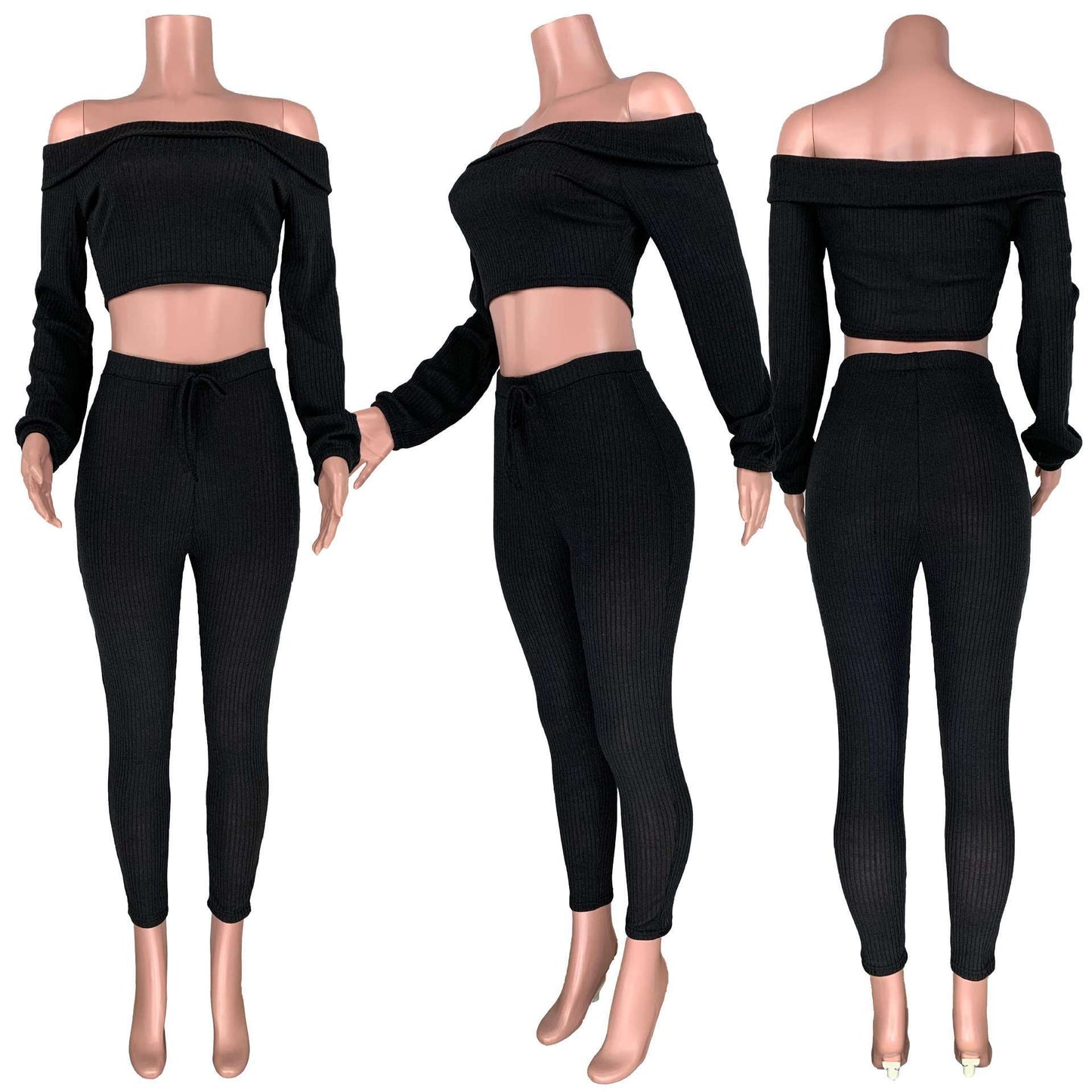 shoulder fold collar two-piece set