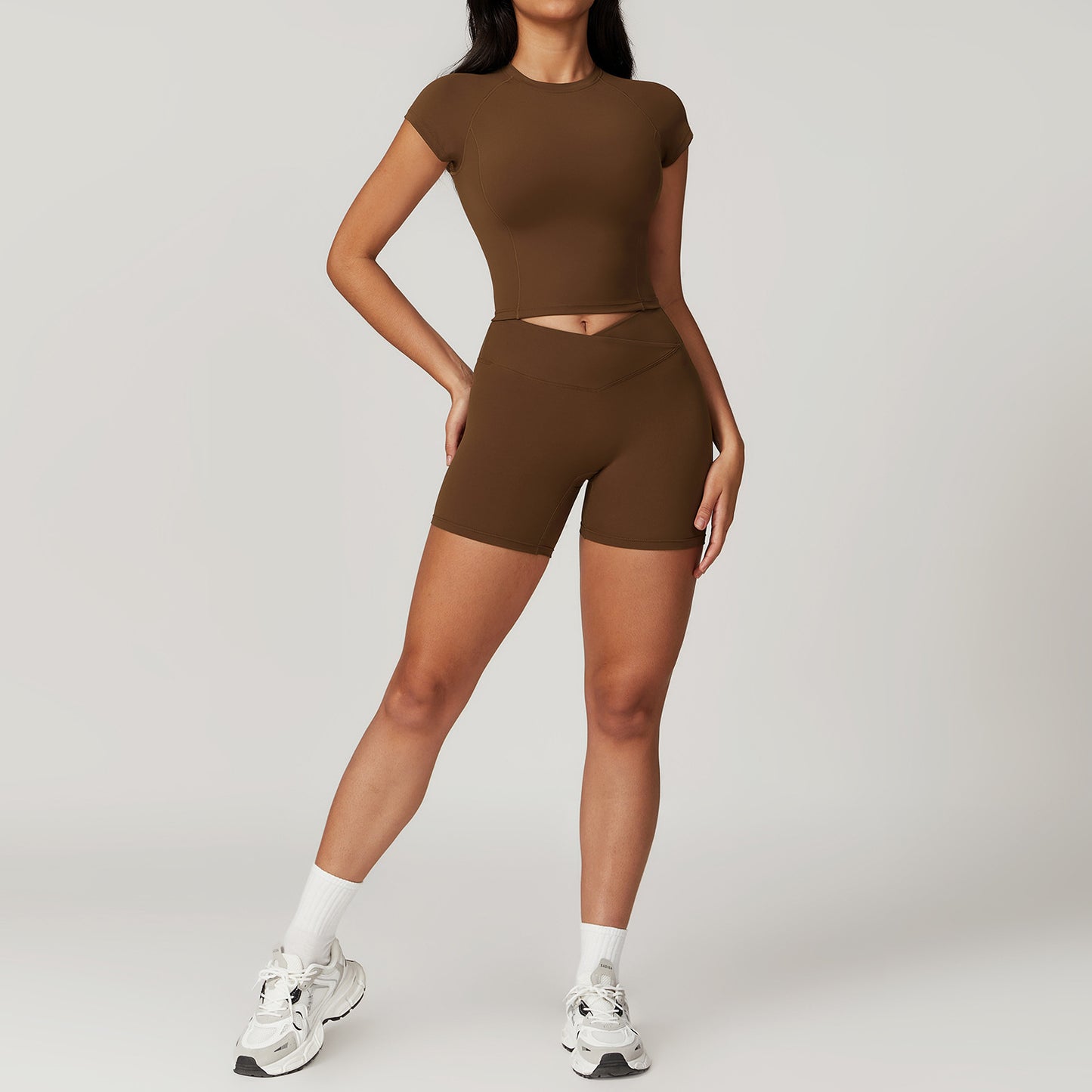 Women's Yoga Bra Style Top And Short Set