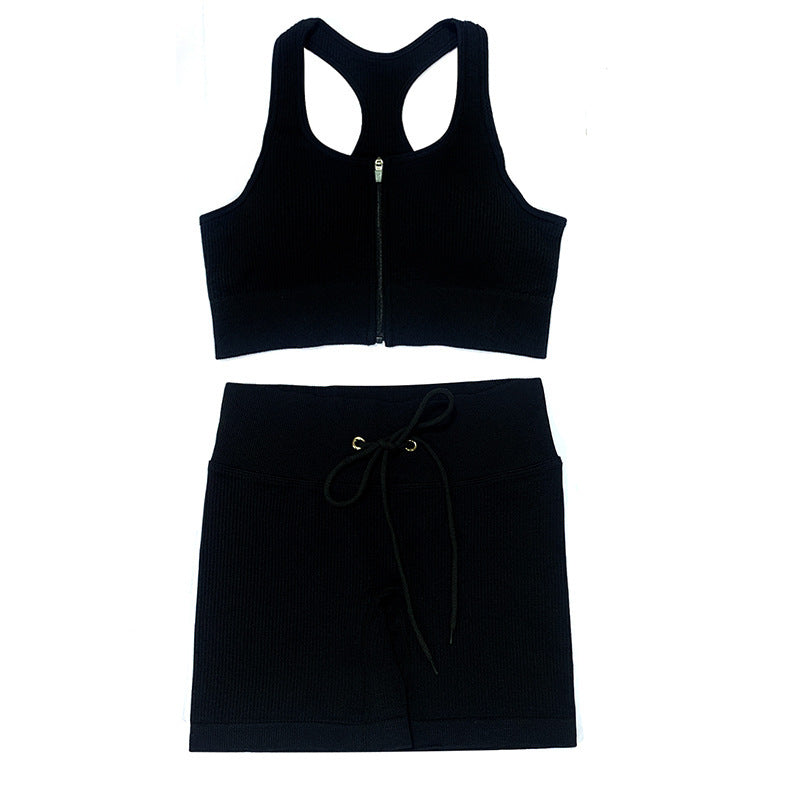 Yoga Knit Set with Zip Front Top