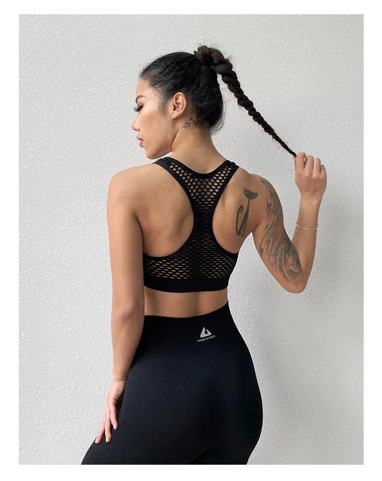 Padded Mesh Yoga Top
