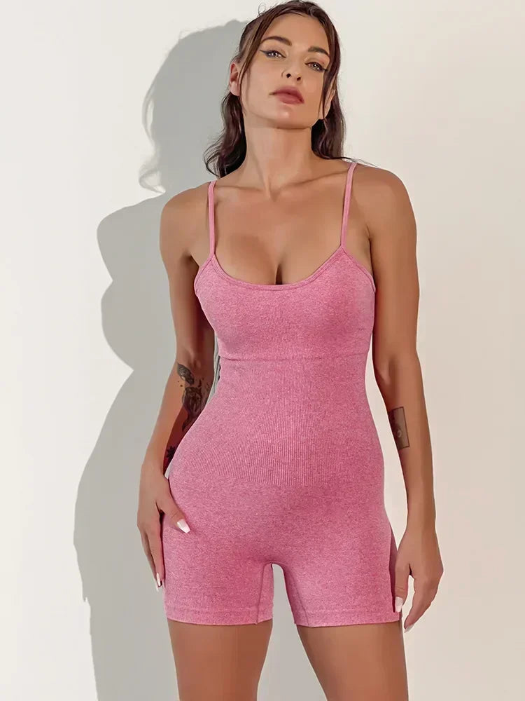 Seamless Hip-lifting Yoga Jumpsuit with Straps