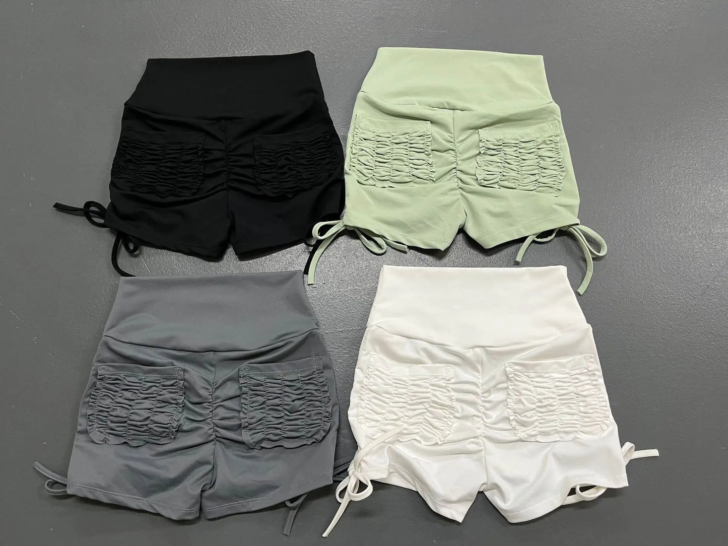 High Waist Yoga Shorts with Drawstring