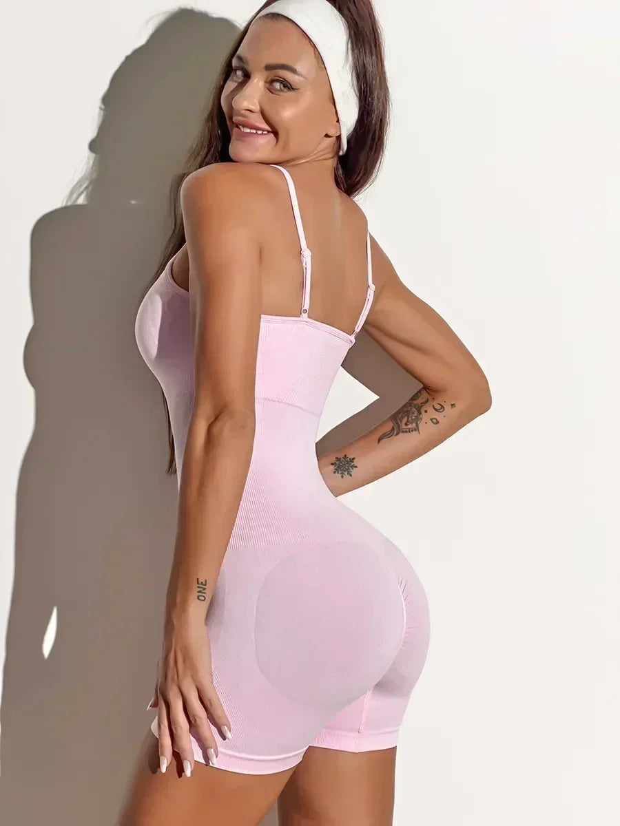 Seamless Hip-lifting Yoga Jumpsuit with Straps