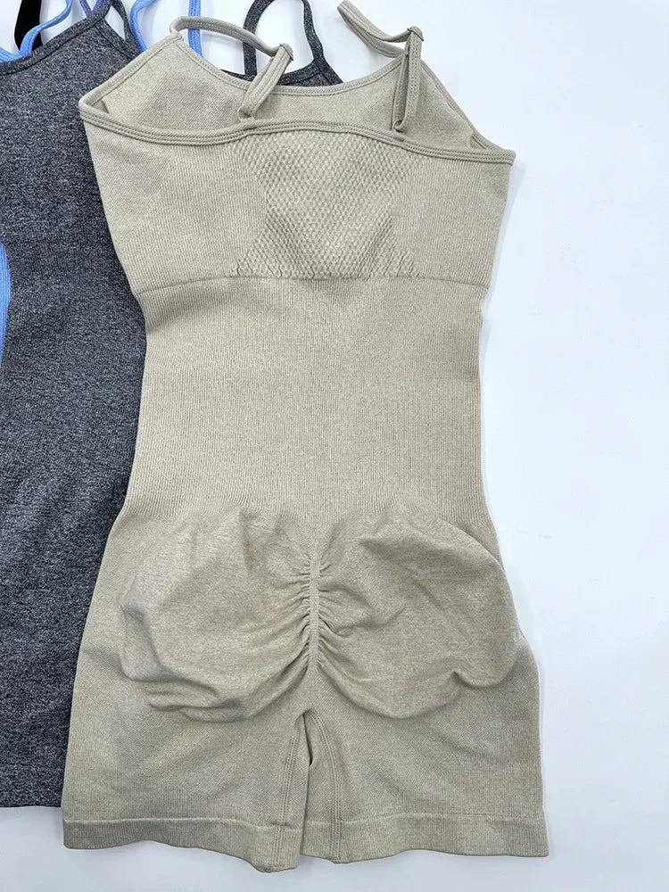 Seamless Hip-lifting Yoga Jumpsuit with Straps