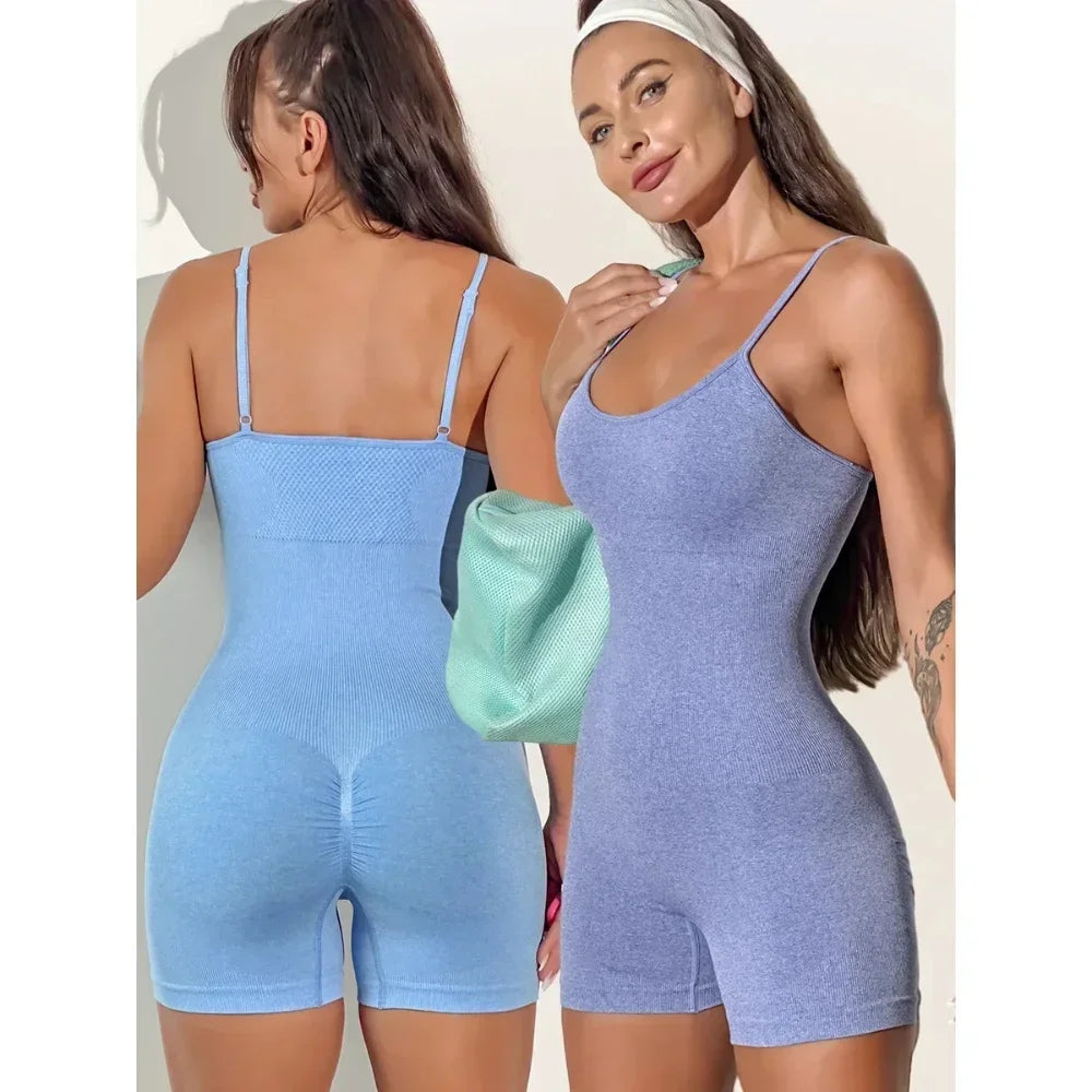Seamless Hip-lifting Yoga Jumpsuit with Straps