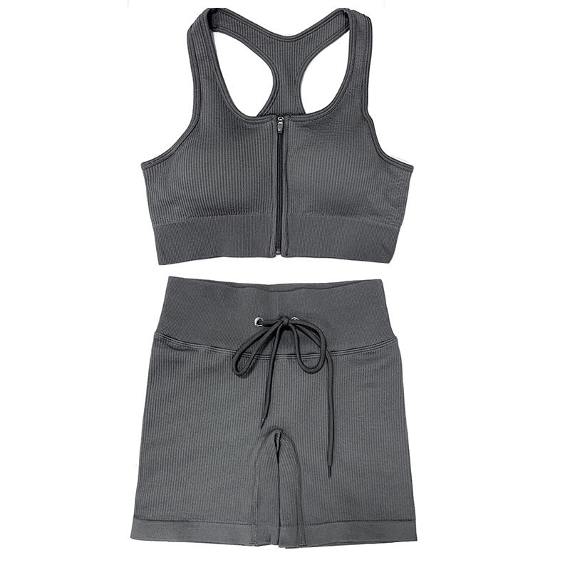 Yoga Knit Set with Zip Front Top
