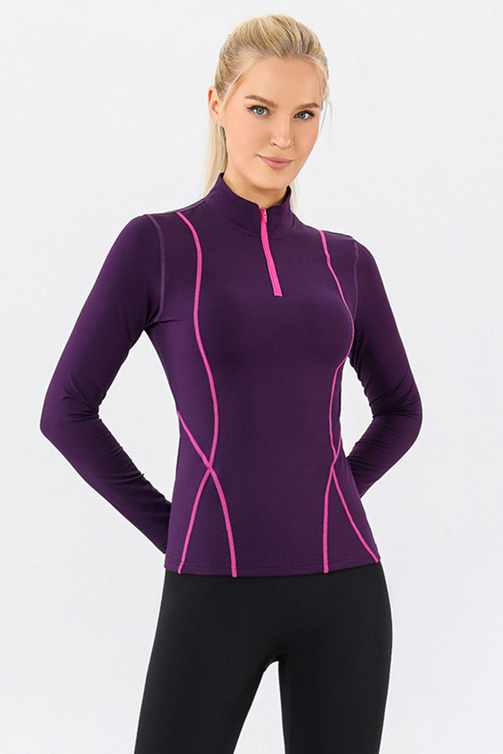 Mock Neck Quarter Zip Active Yoga Top available in NZ & AUS ONLY currently