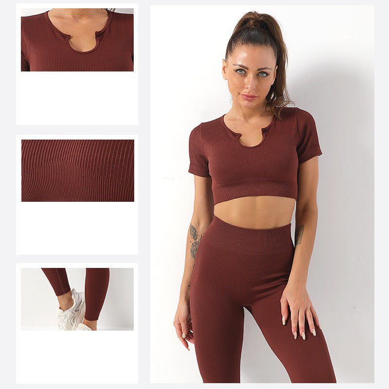 U-Neck Ribbed Yoga Set